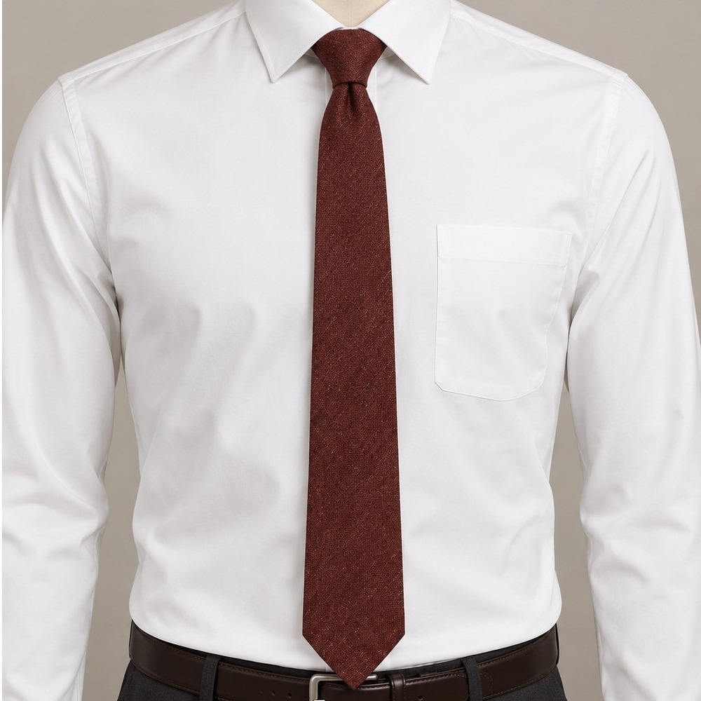 Tattersall Vintage Mens Brick Red Textured Necktie Wool Blend Classic Tie Fall